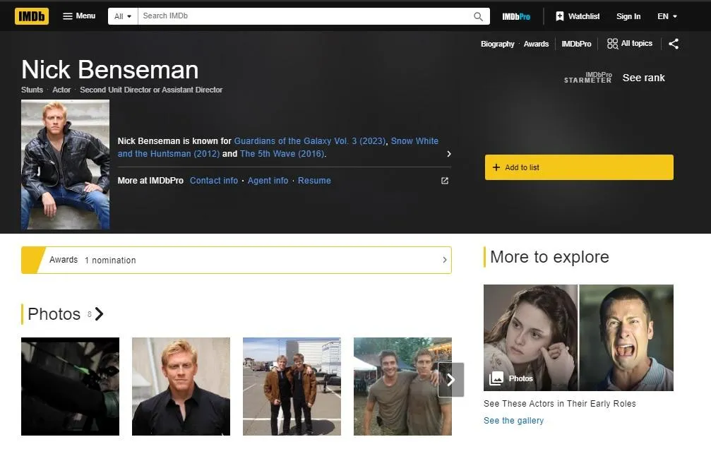 Sifu Nick Benseman, IMDb Profile
